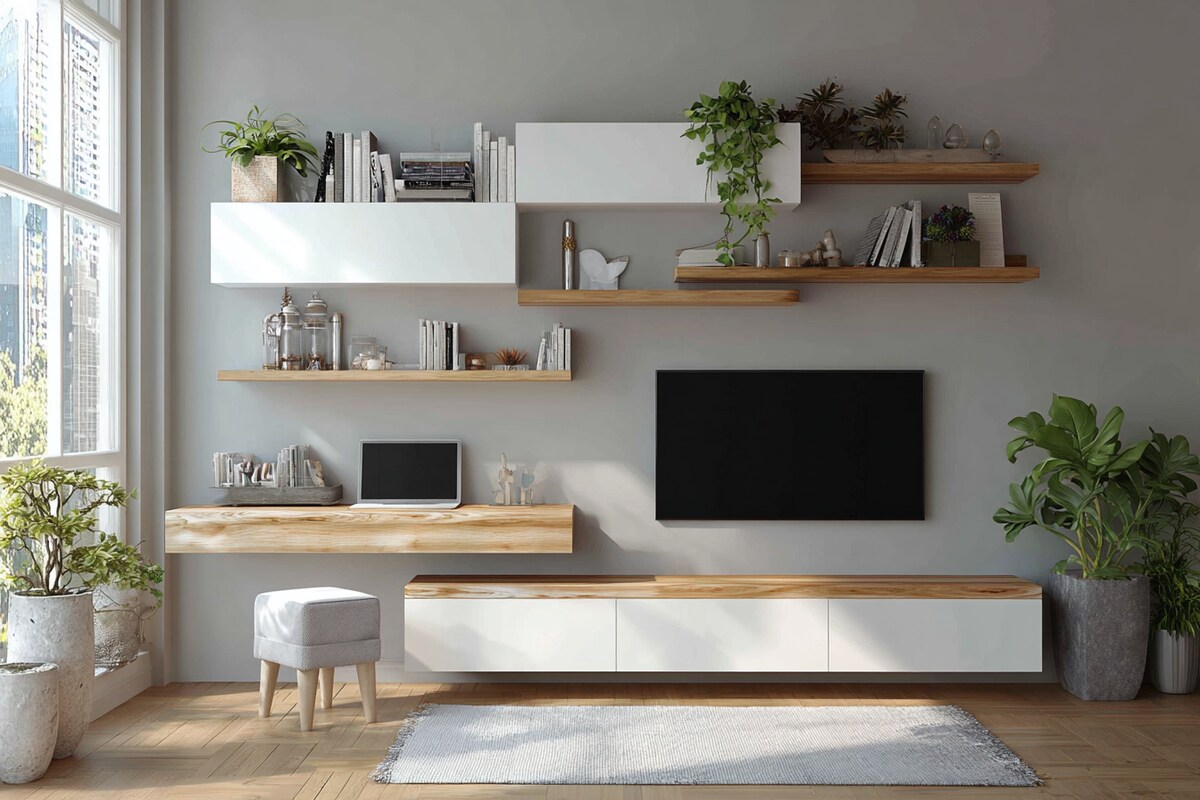 Luxury TV Feature Wall featuring Concealed Soundbar Nook & Cable Ports #17